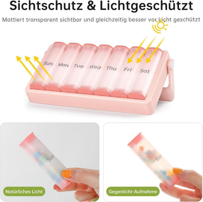 Große Tablettenbox für 7 Tage, Pillendose mit 2 Fächern