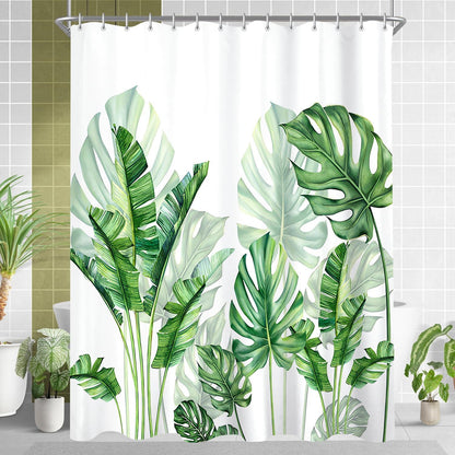 Duschvorhang Grün Blätter 100x200cm Antischimmel Wasserabweisend