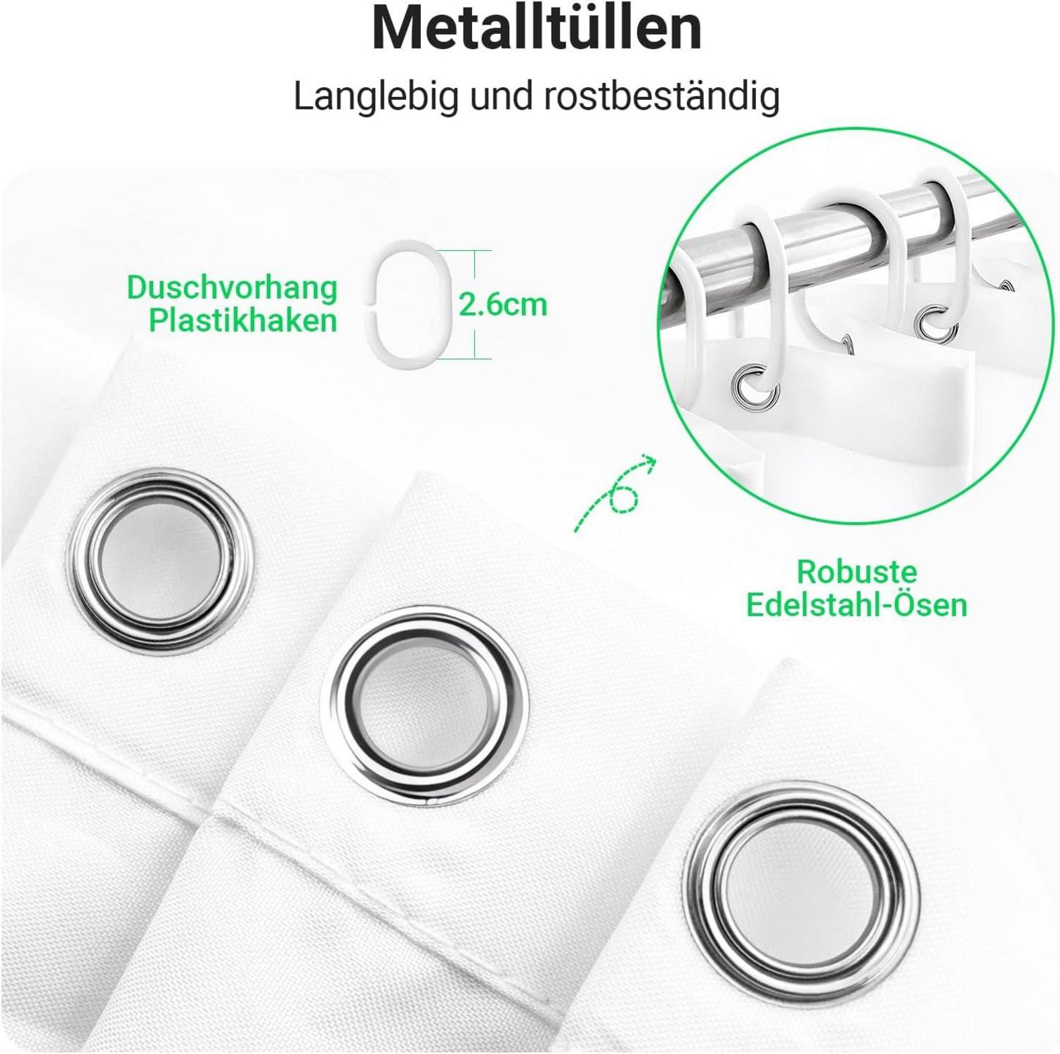 Duschvorhang 100x200cm Grün Blätter Textil Wasserdicht Waschbar Badezimmer