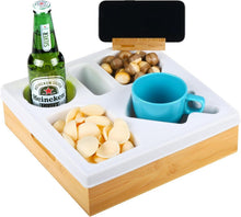 Couchbar Snackbox mit 5 Fächern und Getränkehalter in Bamboo Holz