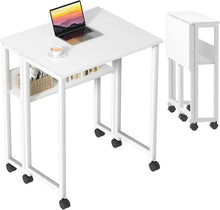 Klappbarer Schreibtisch 63 cm Weiß mit Rollen und Stauraum
