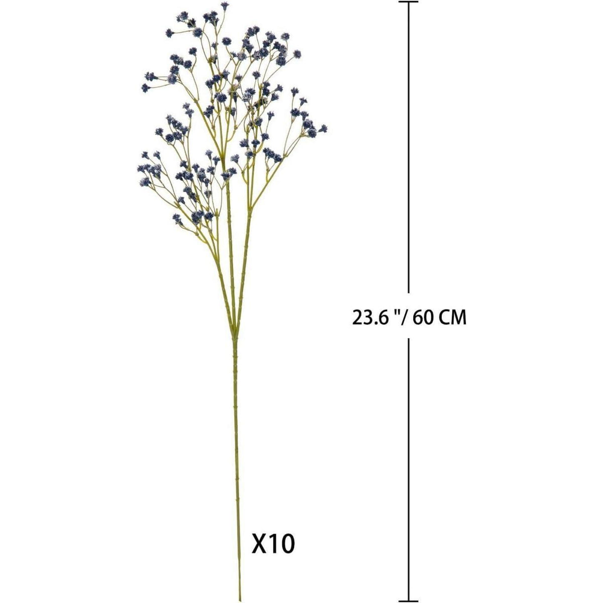 10x Künstliches Schleierkraut Blau - Deko Blumenstrauß 60cm