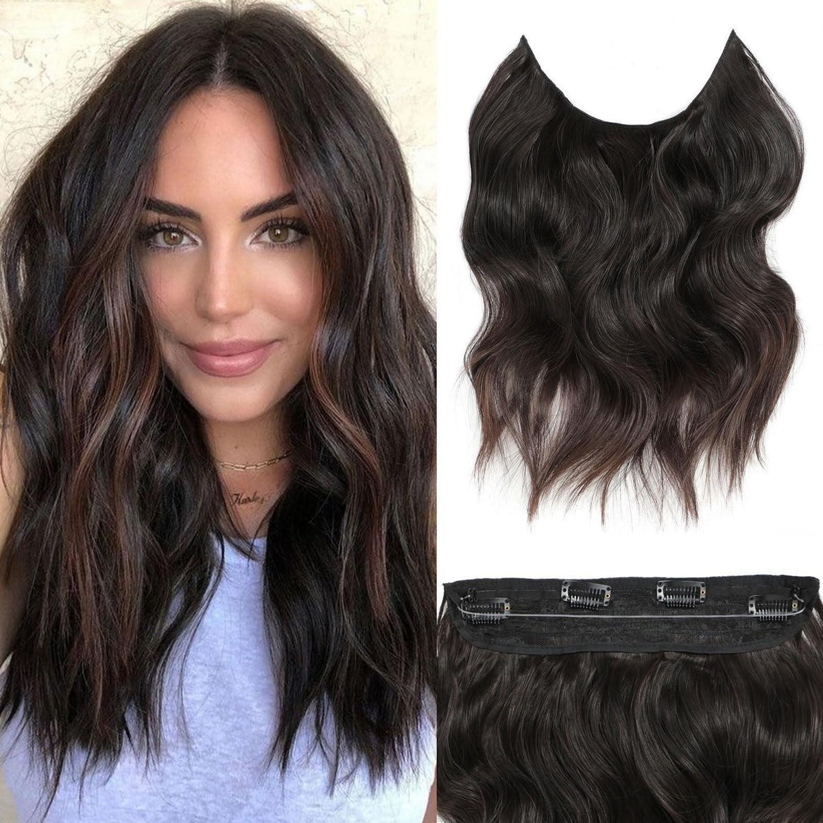 Lange gewellte Haarverlängerung – 30,5 cm, 4 Clips