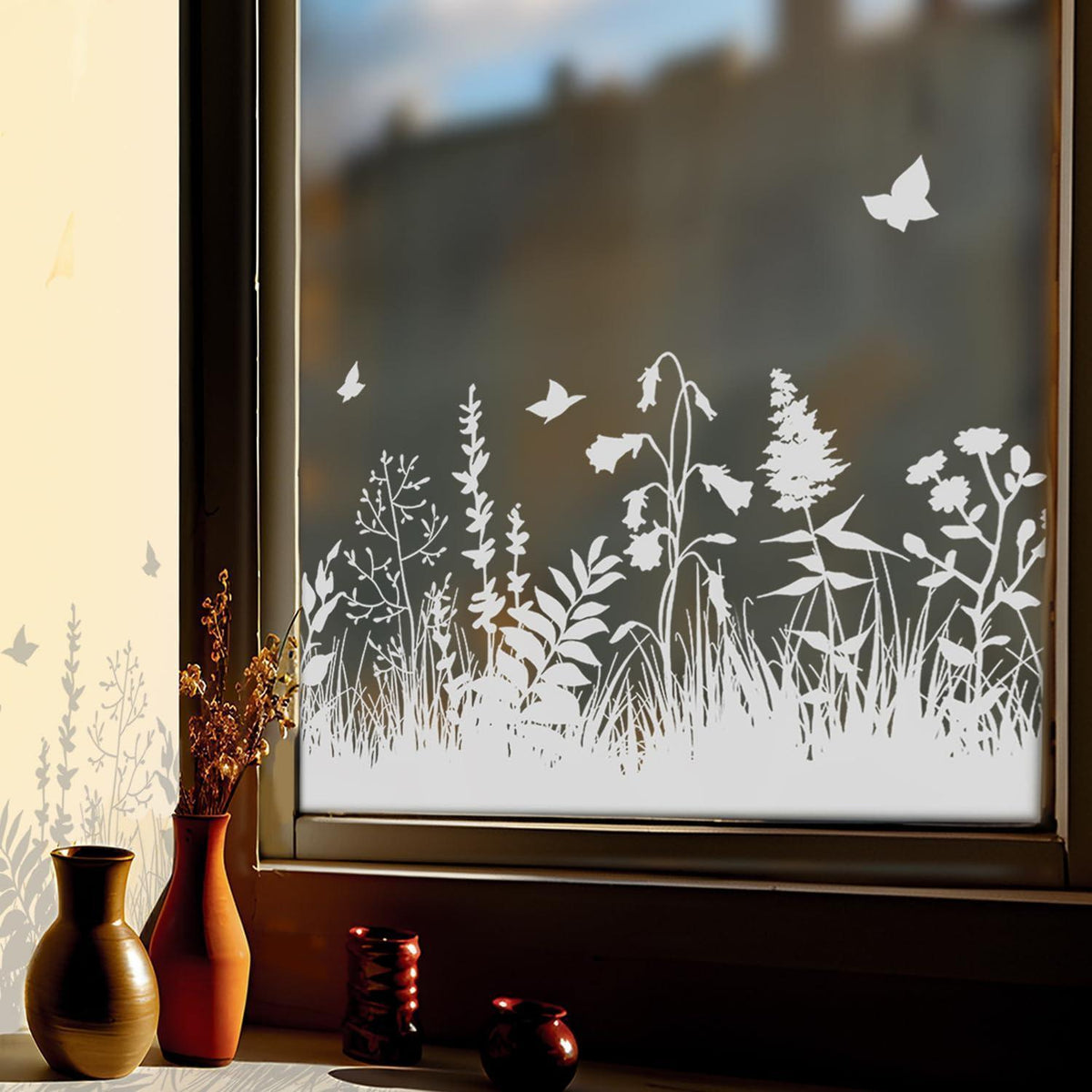Weiße Blumen Fensterbilder - Frühlingsdeko für Fenster & Glastüren
