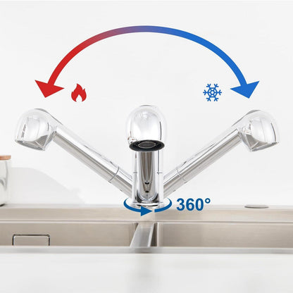 Auralum Niederdruck Küchenarmatur mit Brause, 360° schwenkbar & ausziehbar, chrom