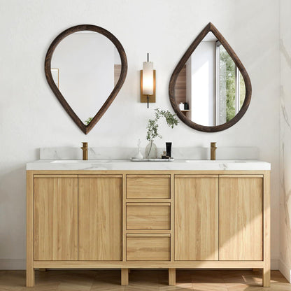 Holzrahmen Teardrop Spiegel Wanddeko 65x45cm Vintage Bauernhaus Stil