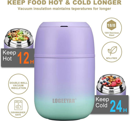 Thermobehälter 500ml Edelstahl Löffel doppelwandig isoliert Blau-Lila