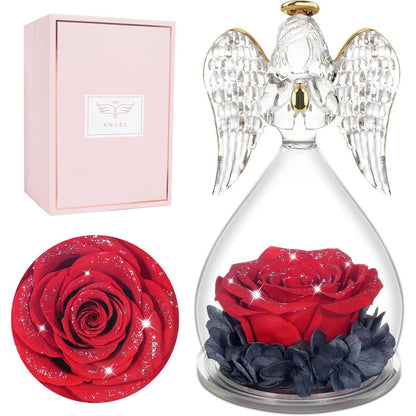 Ewige Rose Engel Figur Geschenkbox Rot für Frauen