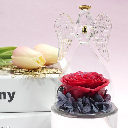 Ewige Rose Engel Figur Geschenkbox Rot für Frauen