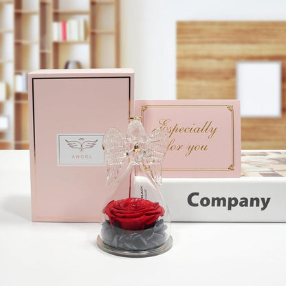 Ewige Rose Engel Figur Geschenkbox Rot für Frauen