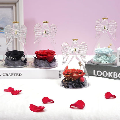 Ewige Rose Engel Figur Geschenkbox Rot für Frauen