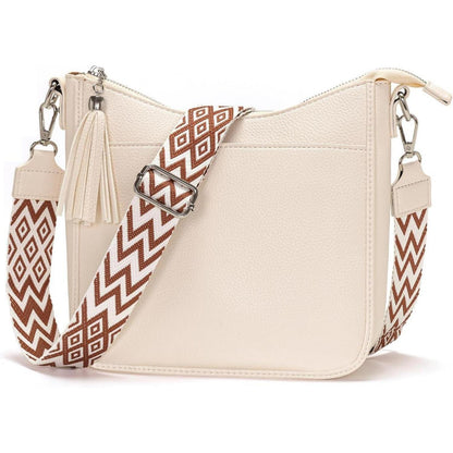 Handtasche Damen Mittelgroß Umhängetasche Crossbody Beige