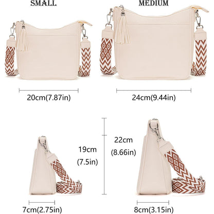 Handtasche Damen Mittelgroß Umhängetasche Crossbody Beige