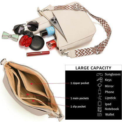 Handtasche Damen Mittelgroß Umhängetasche Crossbody Beige
