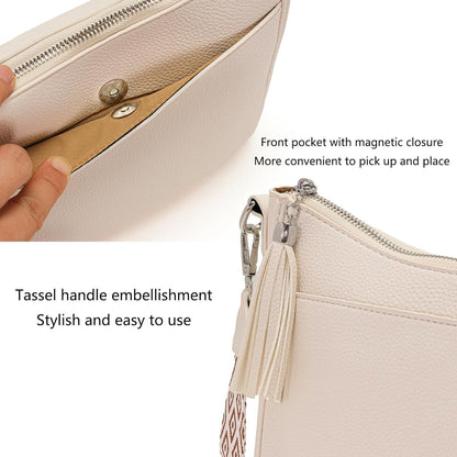 Handtasche Damen Mittelgroß Umhängetasche Crossbody Beige