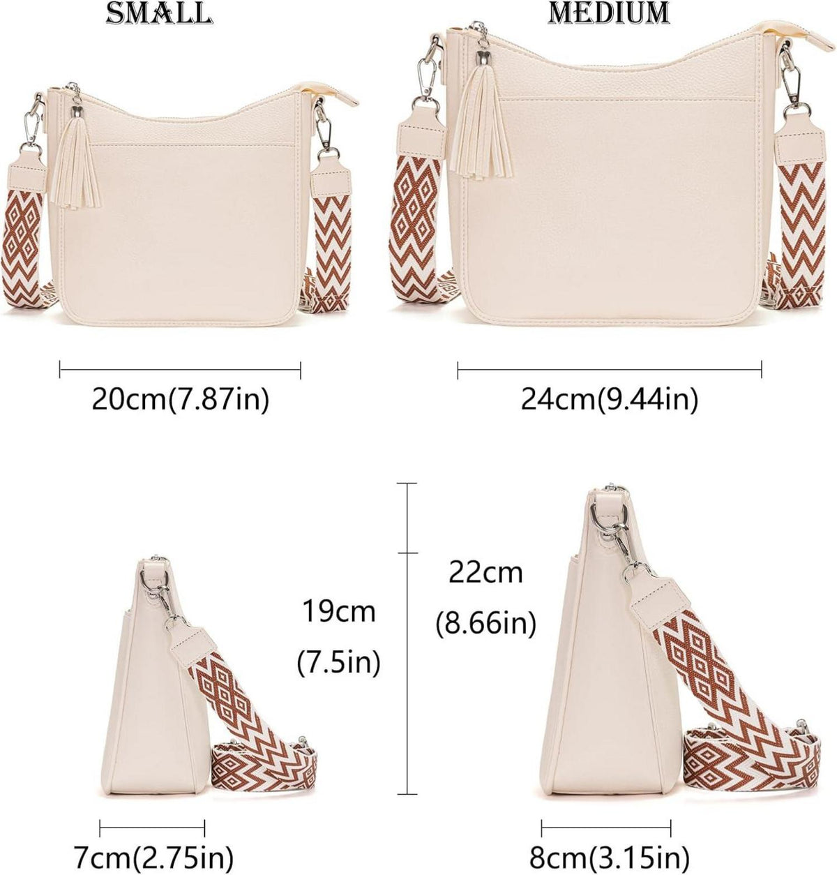 Kleine Damen Umhängetasche Crossbody Beige Veganes Leder