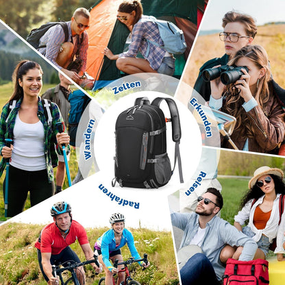 Wanderrucksack 40L Wasserdichter Rucksack Schwarz Trekking Outdoor