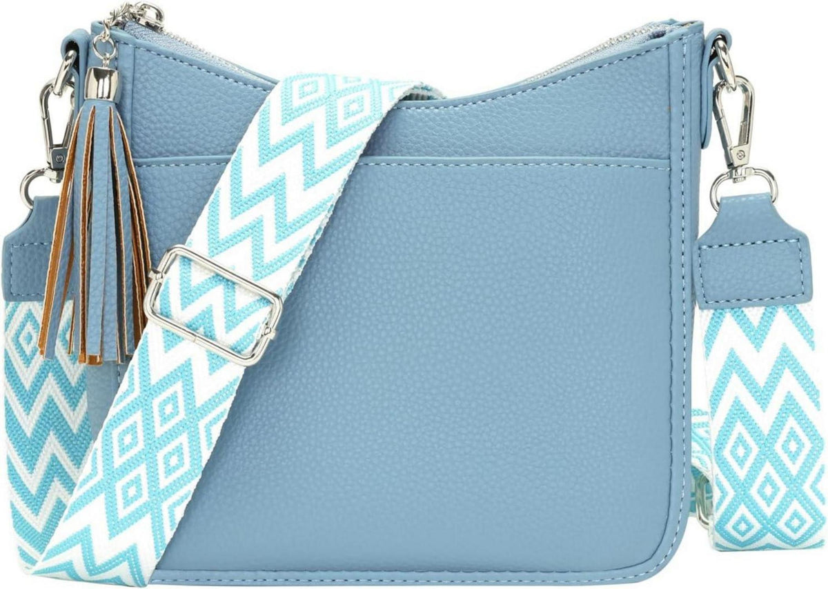 Umhängetasche Damen Crossbody Bag veganes Leder Himmelblau