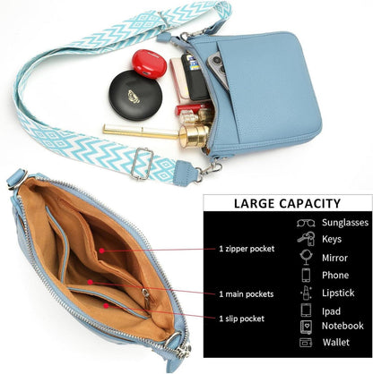 YISUOHOOM Kleine Crossbody Bag Damen Veganes-Leder Umhängetasche in Himmelblau