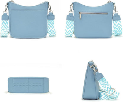 YISUOHOOM Kleine Crossbody Bag Damen Veganes-Leder Umhängetasche in Himmelblau