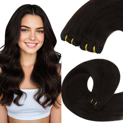 Echthaar Tressen Dunkelbraun 35cm – Volumen & Länge