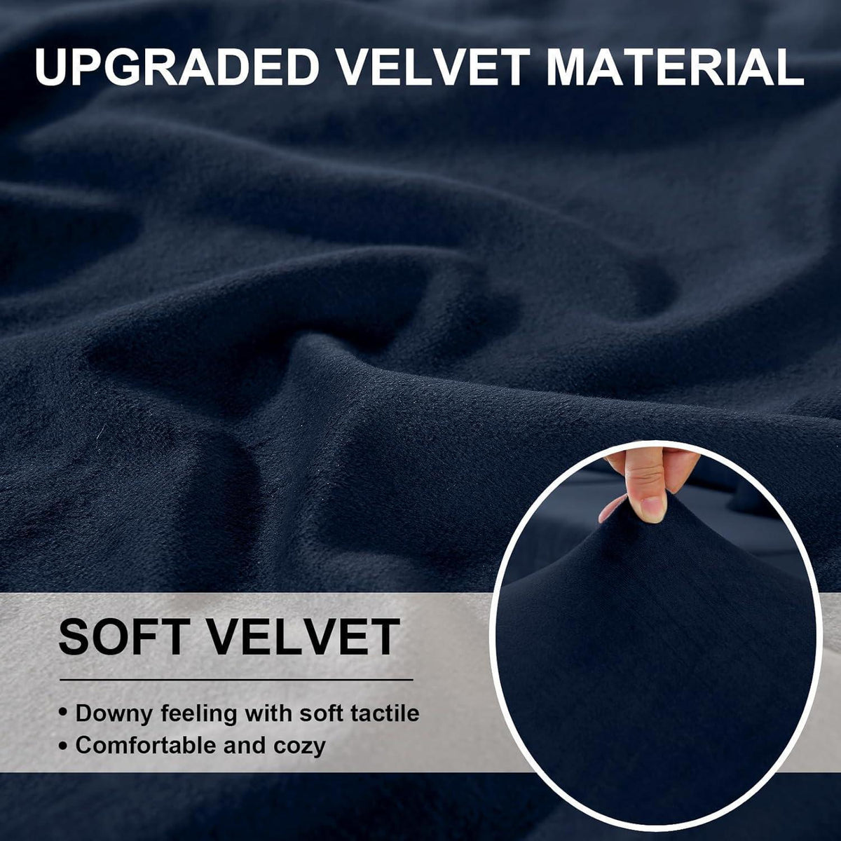 Samt Sofaüberzug Stretch Dunkel Blau – Rutschfest & Waschbar