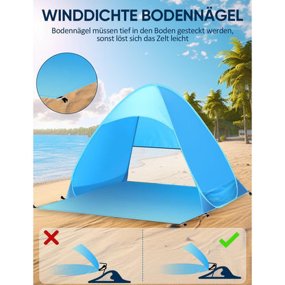 Pop up Strandmuschel UV-Schutz 50 Tragbar Strandzelt 3