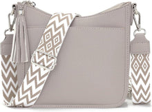 Kleine Umhängetasche Damen Crossbody Bag Veganes Leder Grau