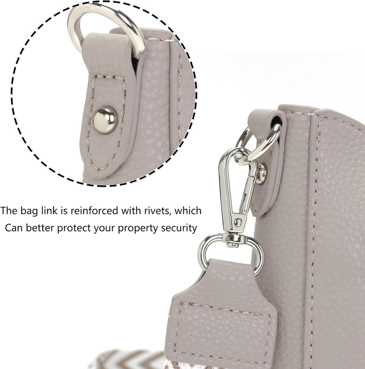 YISUOHOOM Damen Umhängetasche Crossbody Bag Veganes Leder Grau