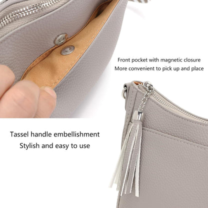 YISUOHOOM Damen Umhängetasche Crossbody Bag Veganes Leder Grau