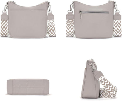 Kleine Vegane Leder Umhängetasche Damen Crossbody Grau