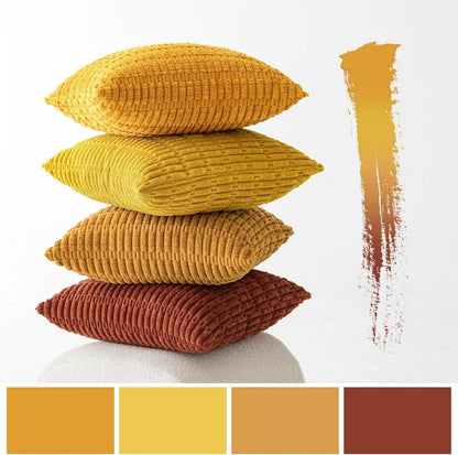 MIULEE 4er Set 50x50 cm Kordsamt Kissenbezüge Orange Serie