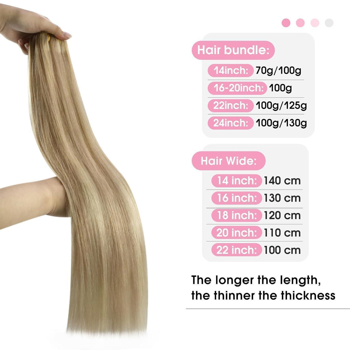 Blond Echthaar Tressen 40cm – Remy Haare, 100g