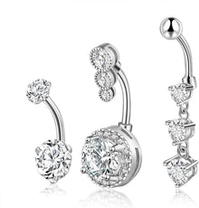 Bauchnabelpiercing Barbell Set Zirkonia 14 Gauge 10mm Hängend