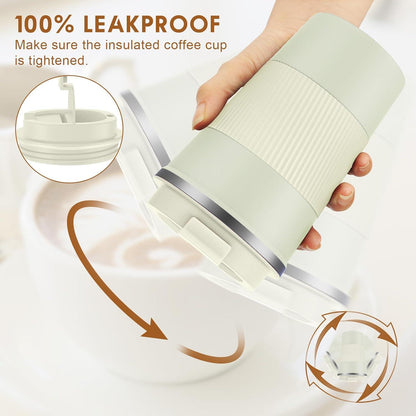 Thermobecher Kaffee-to-go 380ml Doppelwandig Creme Handtuch Blau