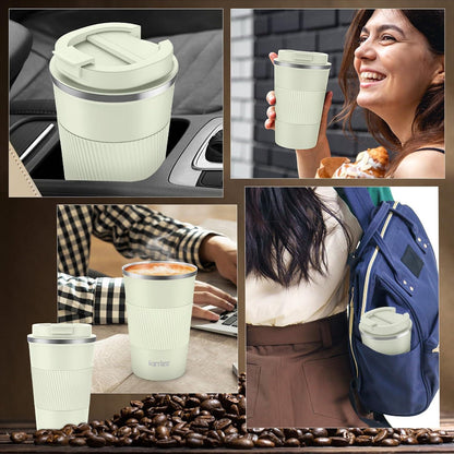 KETIEE 380ml Thermobecher Kaffee-to-go, Doppelwandig, Isolierbecher