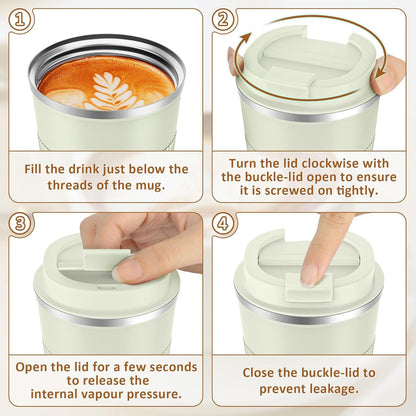 Thermobecher 380ml Kaffee-to-go Doppelwandig Vakuum Isolierbecher