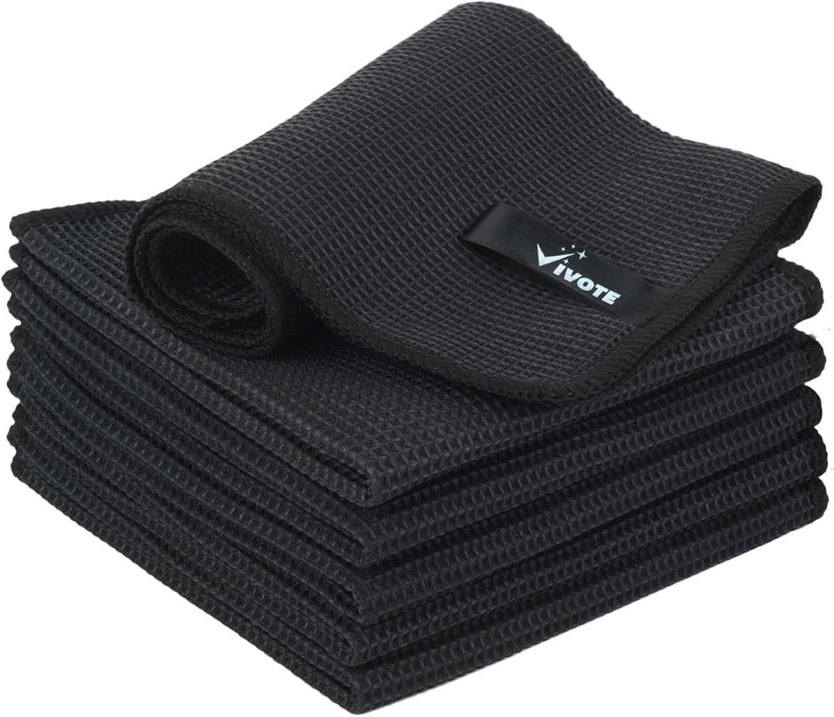 Mikrofasertuch Schwarz 6er Set 30x30cm Waffeltuch Fusselfrei
