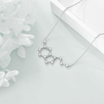 Molekulares Serotonin Halskette 925 Sterling Silber Opal dopamin