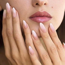 24 Stück Gradient Oval Nägel Kurz Weiß Gel Press on Nails