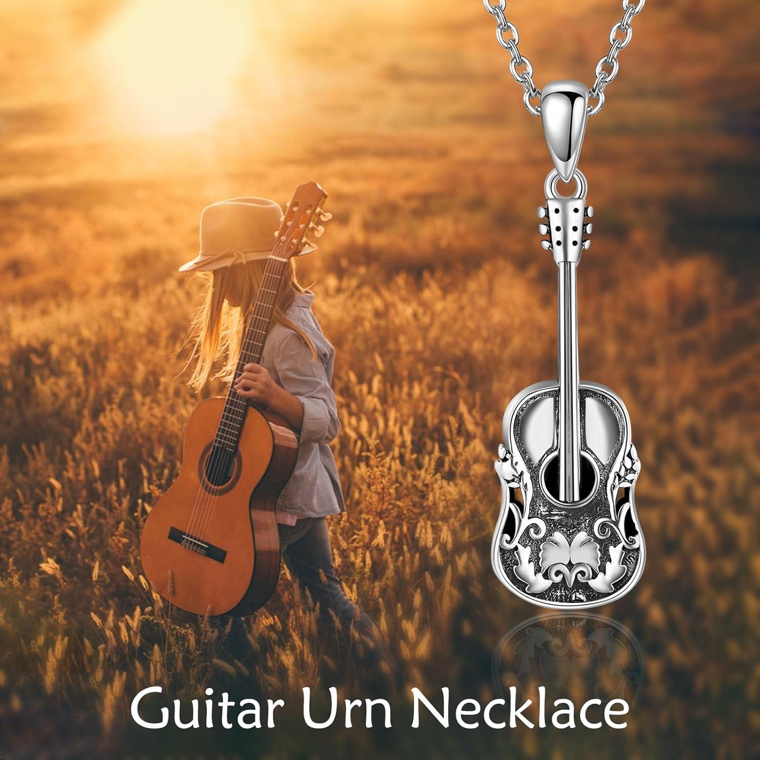 Gitarre Halskette Sterling Silber Musik Anhänger Geschenke 925 Männer Frauen