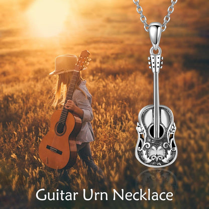 Gitarre Halskette Sterling Silber Musik Anhänger Geschenke 925 Männer Frauen