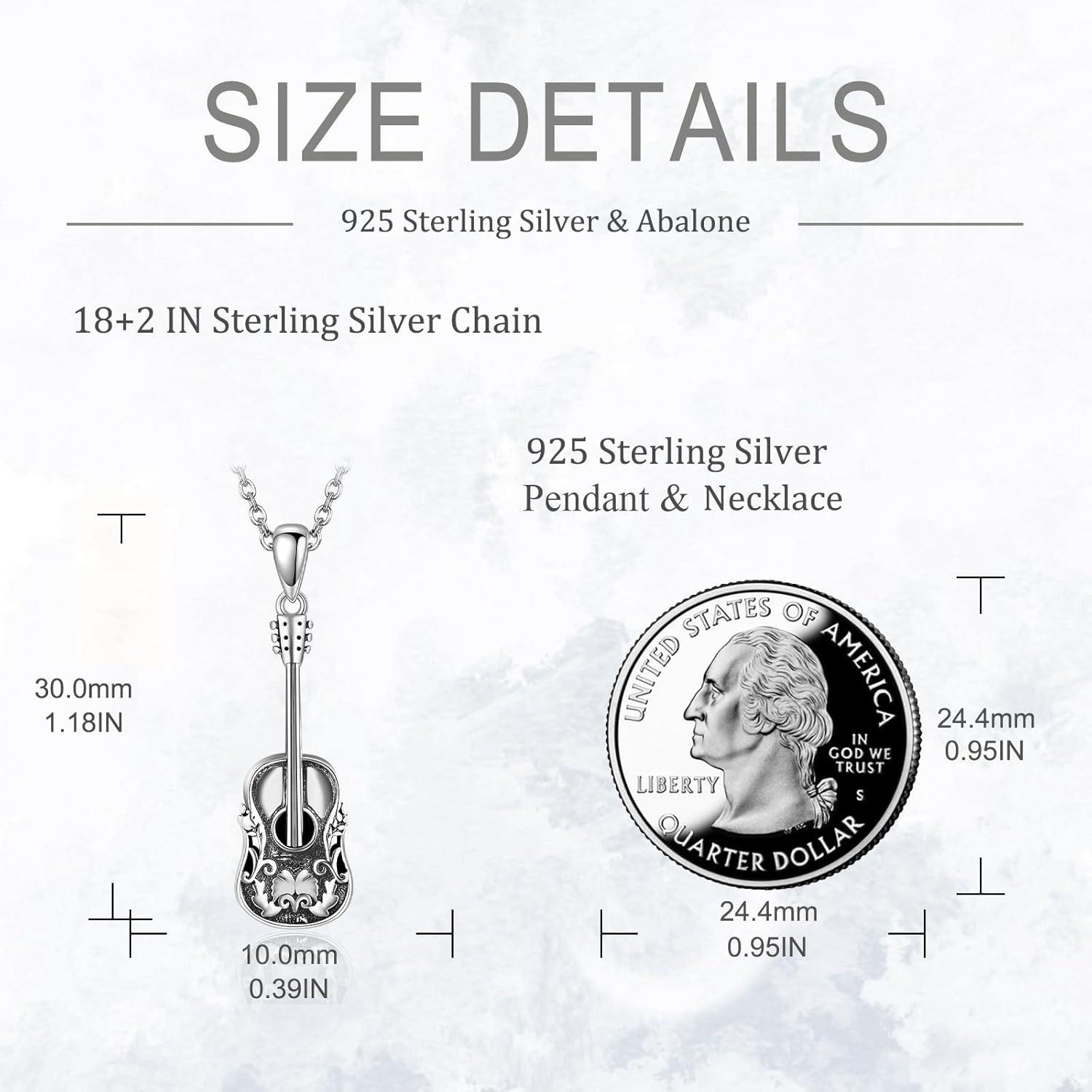 925 Sterling Silber Gitarre Halskette Gitarrenspieler Anhänger