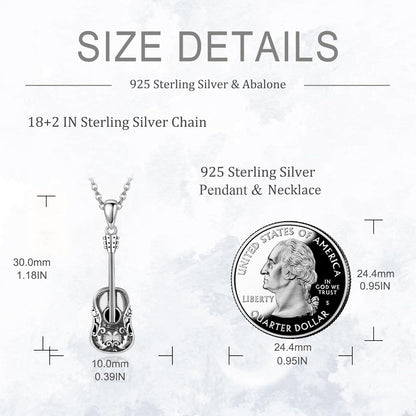 925 Sterling Silber Gitarre Halskette Gitarrenspieler Anhänger
