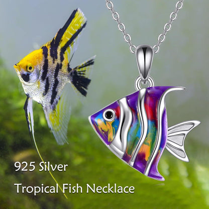 925 Sterling Silber Fisch Halskette Meeresbewohner Geschenk Frauen