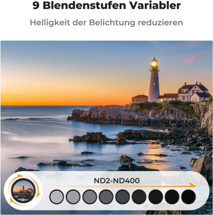 55mm ND Filter Variabler Graufilter ND2-400 Objektivdeckel