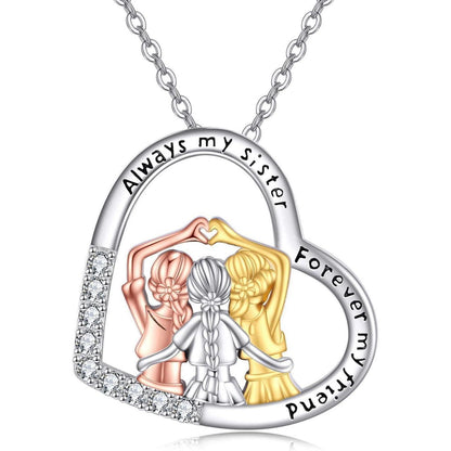 Schwestern Halskette "Always My Sister Forever My Friend" 925 Sterlingsilber