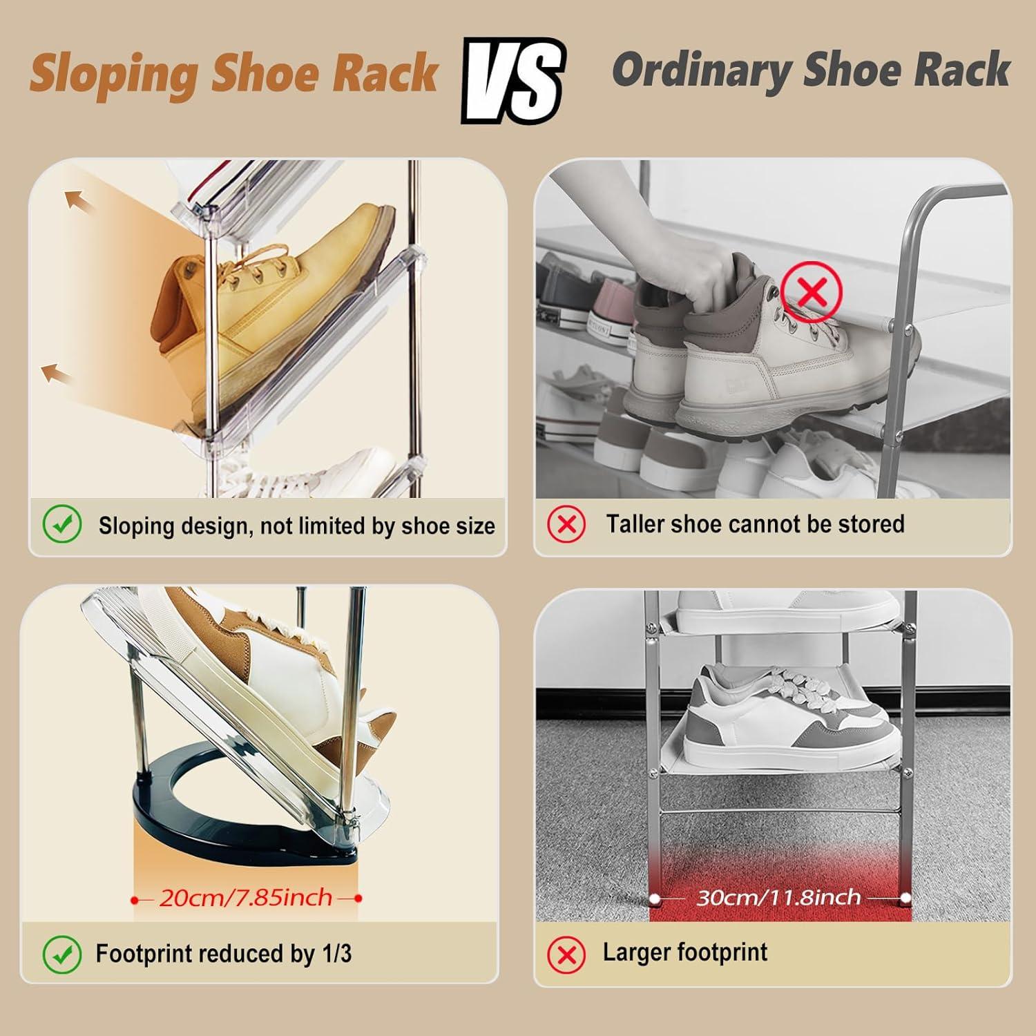 Schuhregal 2 Stück Schmal 5 Ebenen Schuhablage Platzsparend Schräg Schuhschrank