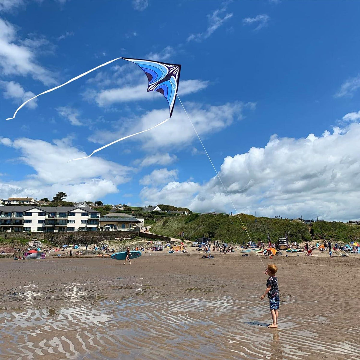 Simxkai Delta Kite for Kids Adults Easy to Fly Blau 150 cm
