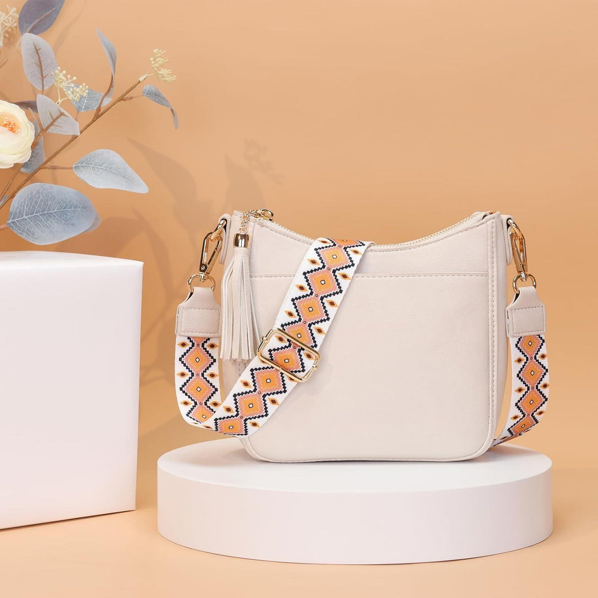 Kleine Damen Umhängetasche Crossbody Bag Handytasche Beige